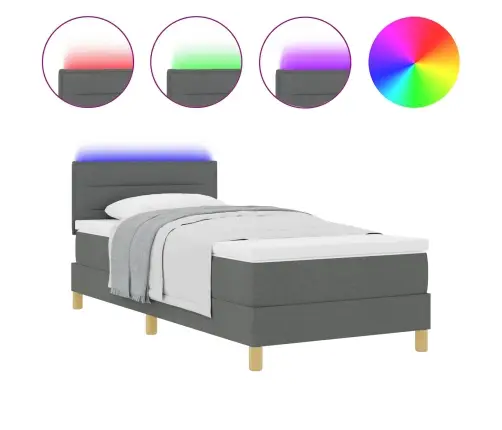 Gulta Ar Matraci Un Led Tumši Pelēka 90X200 Cm Audums Vidaxl