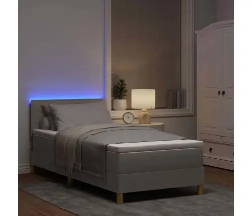 Kastīšu Gulta Ar Matraci & Led Pelēkbrūnā 90X200 Cm Audumā Vidaxl