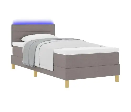 Kastīšu Gulta Ar Matraci & Led Pelēkbrūnā 90X200 Cm Audumā Vidaxl