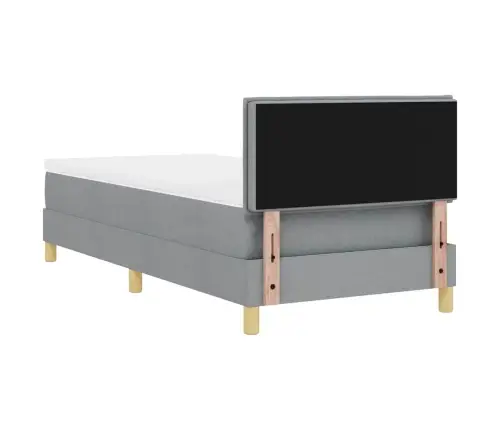 Led Box Spring Voodi Madratsiga Helehall 100 X 200 Cm Kangas