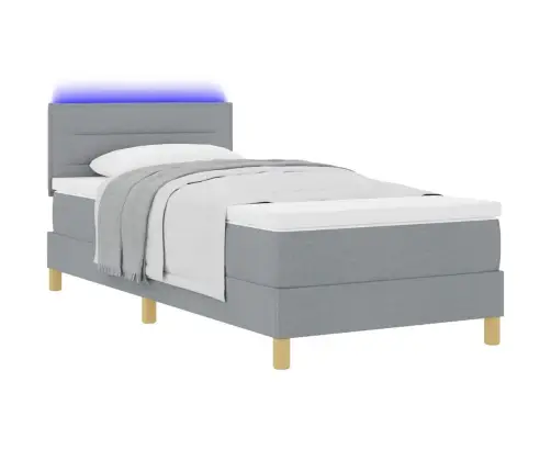 Led Box Spring Voodi Madratsiga Helehall 100 X 200 Cm Kangas