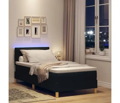 Led Čiužinio Lova Su Čiužiniu Juoda 100 X 200 Cm Audinys