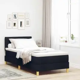 Kiemas Lova Su Čiužiniu Juoda 100 X 200 Cm Audinys