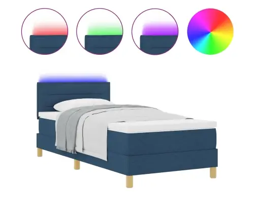 Kastes Gulta Ar Matraci Un Led Zila 100X200 Cm Audums Vidaxl