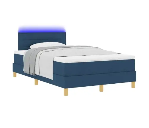 Kastītes Atsperu Gulta Ar Matraci Zila 120 X 190 Cm Audums Vidaxl