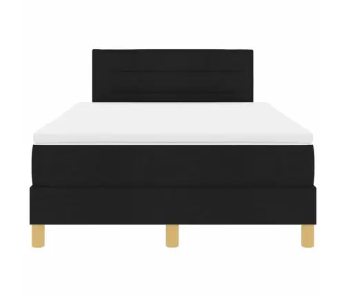 Led Box Spring Voodi Madratsiga Peaga Must 120 X 200 Cm Kangas