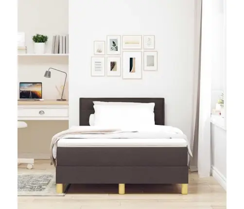 Box Spring Gulta Ar Matraci & Led Tumši Brūna 120X200 Cm Audums Vidaxl