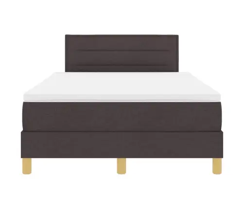 Box Spring Gulta Ar Matraci & Led Tumši Brūna 120X200 Cm Audums Vidaxl