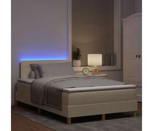 Led Čiužinio Lova Su Čiužiniu Kreminė 120 X 200 Cm Audinys