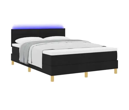 Led Gultas Pamatne Ar Matraci Ar Led Melna 140 X 190 Cm Audums Vidaxl