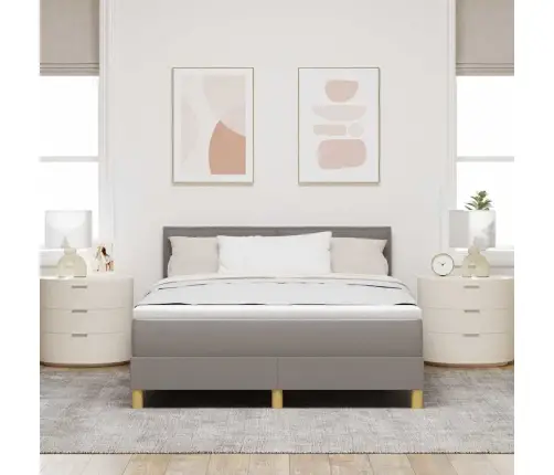 Led Box Spring Voodi Lediga Pruunikashall 140 X 200 Cm Kangas