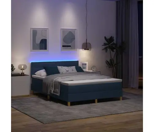 Led Čiužinio Lova Su Čiužiniu Mėlyna 140 X 200 Cm Audinys