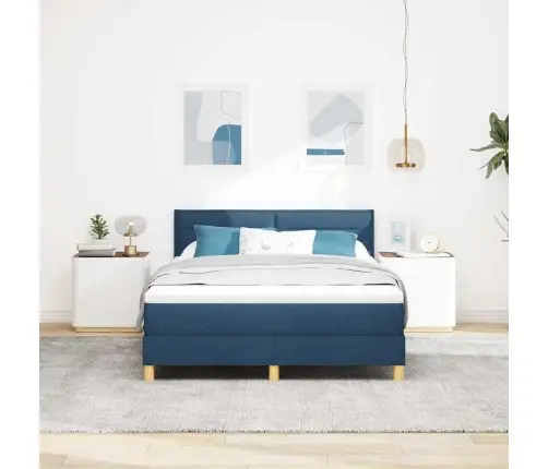 Led Čiužinio Lova Su Čiužiniu Mėlyna 140 X 200 Cm Audinys