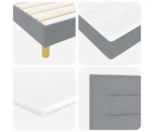 Led Box Spring Voodi Madratsiga Helehall 160 X 200 Cm Kangas