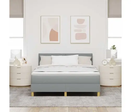 Led Čiužinio Lova Su Led Šviesiai Pilka 160 X 200 Cm Audinys