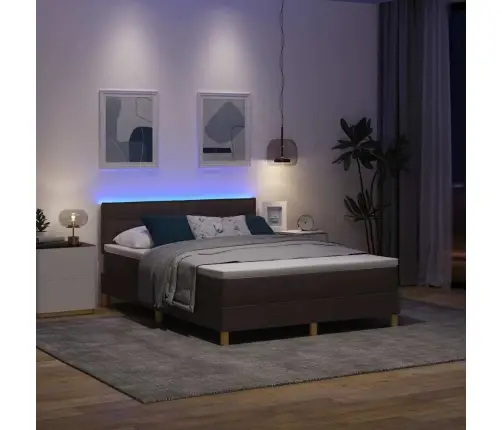 Led Čiužinio Lova Su Led Tamsiai Rudas 160 X 200 Cm Audinys