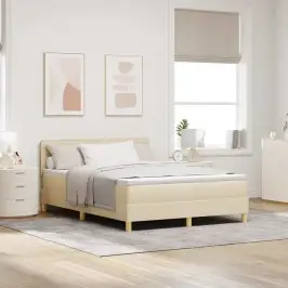 Led Gultas Pamatne Ar Matraci Krēmkrāsa 160 X 200 Cm Audums Vidaxl