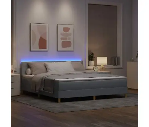 Led Gultas Pamatne Ar Matraci Gaiši Pelēks 180 X 200 Cm Audums Vidaxl