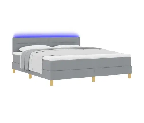 Led Gultas Pamatne Ar Matraci Gaiši Pelēks 180 X 200 Cm Audums Vidaxl