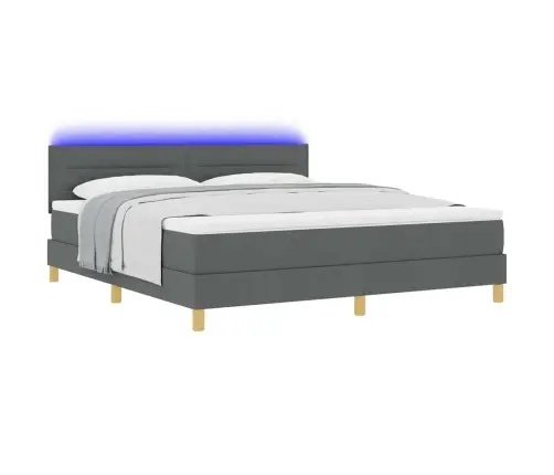Led Gultas Pamatne Ar Matraci Tumši Pelēks 180 X 200 Cm Audums Vidaxl