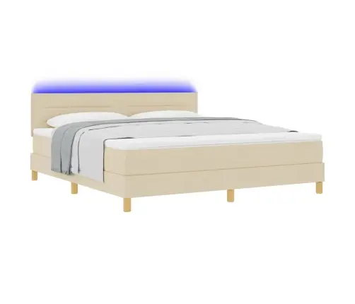Led Čiužinio Lova Su Čiužiniu Kreminė 180 X 200 Cm Audinys