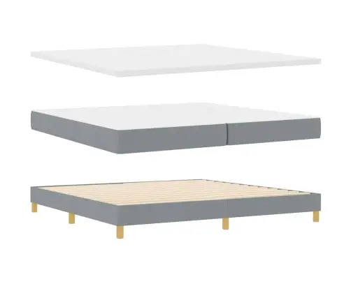 Led Box Spring Voodi Madratsiga Helehall 200 X 200 Cm Kangas