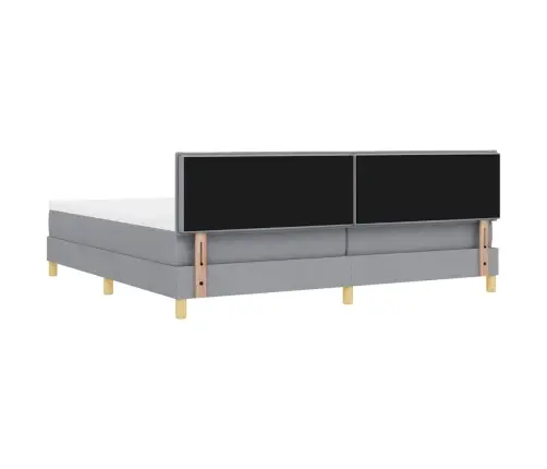 Led Box Spring Voodi Madratsiga Helehall 200 X 200 Cm Kangas