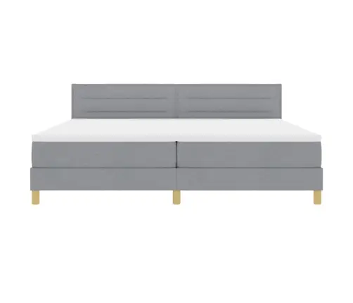 Led Box Spring Voodi Madratsiga Helehall 200 X 200 Cm Kangas