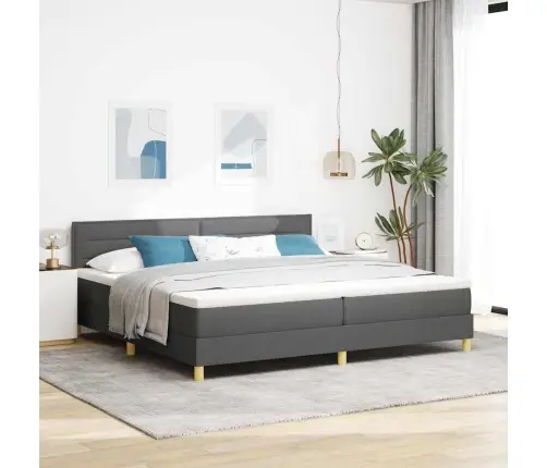 Led Čiužinio Lova Su Led Tamsiai Pilka 200 X 200 Cm Audinys