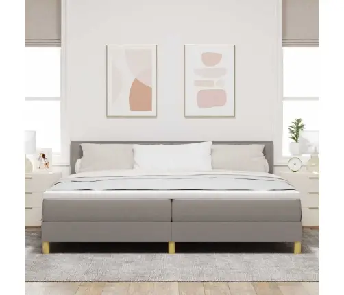 Led Gultas Pamatne Ar Matraci Pelēkbrūna 200 X 200 Cm Audums Vidaxl