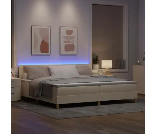 Led Čiužinio Lova Su Čiužiniu Kreminė 200 X 200 Cm Audinys