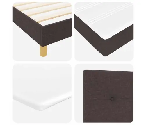 Led Box Spring Voodi Madratsiga Tume Pruun 80 X 200 Cm Kangas