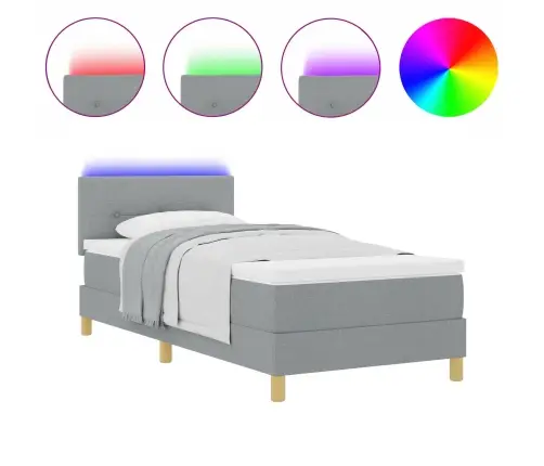 Kastītes Atsperu Gulta Gaiši Pelēka 90 X 190 Cm Audums Vidaxl