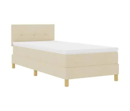 Kastītes Atsperu Gulta Ar Matraci Krēmkrāsa 90 X 190 Cm Audums Vidaxl