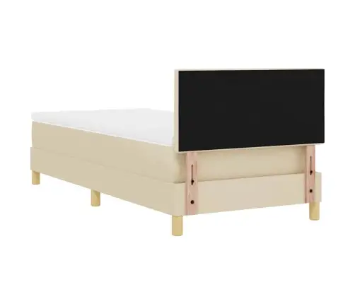 Kastītes Atsperu Gulta Ar Matraci Krēmkrāsa 90 X 190 Cm Audums Vidaxl