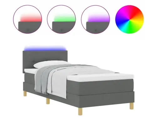 Led Box Spring Voodi Madratsiga Tumehall 90 X 200 Cm Kangas