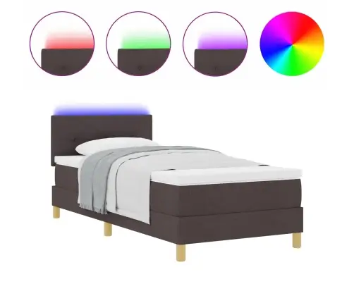 Led Čiužinio Lova Su Čiužiniu Tamsiai Rudas 90 X 200 Cm Audinys