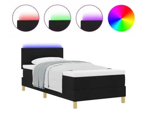 Kastītes Atsperu Gulta Ar Matraci Melna 100 X 200 Cm Audums Vidaxl