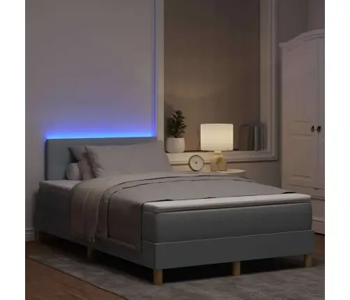 Kastes Atsperu Gulta Ar Matraci & Led Gaiši Pelēks 120X200 Cm Audums Vidaxl