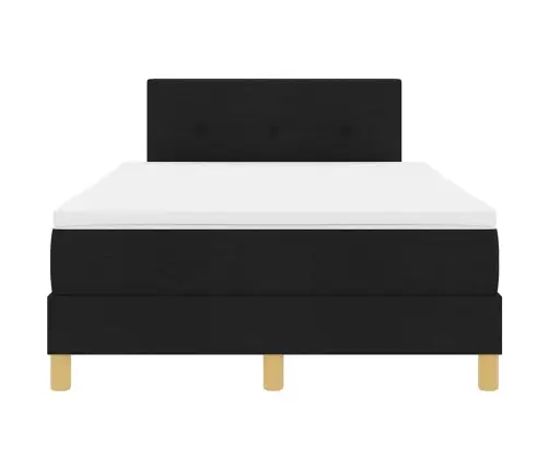 Box Spring Gulta Ar Matraci Un Led Melnā Krāsā 120X200 Cm Audums Vidaxl