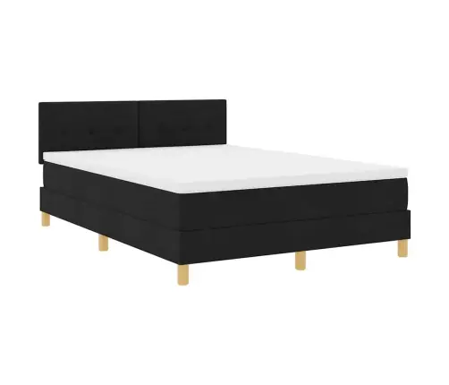 Led Box Spring Voodi Madratsiga Lediga Must 140 X 190 Cm Kangas
