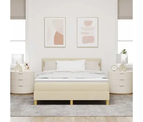 Led Čiužinio Lova Su Čiužiniu Kreminė 140 X 190 Cm Audinys