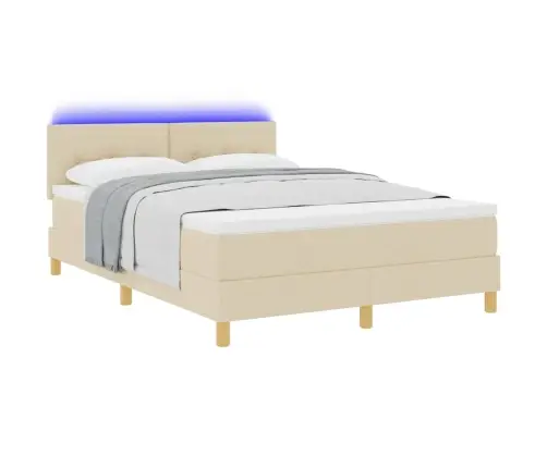 Led Čiužinio Lova Su Čiužiniu Kreminė 140 X 190 Cm Audinys
