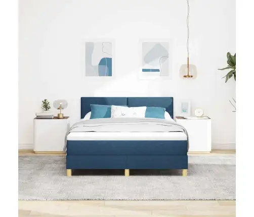 Led Čiužinio Lova Su Čiužiniu Mėlyna 140 X 190 Cm Audinys