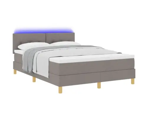 Led Gultas Pamatne Ar Matraci Pelēkbrūna 140 X 200 Cm Audums Vidaxl