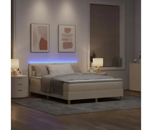 Led Čiužinio Lova Su Čiužiniu Kreminė 140 X 200 Cm Audinys