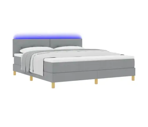 Led Box Spring Voodi Madratsiga Helehall 180 X 200 Cm Kangas