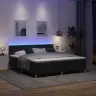 Led Box Spring Voodi Madratsiga Lediga Must 180 X 200 Cm Kangas