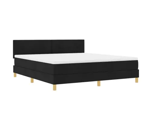 Led Box Spring Voodi Madratsiga Lediga Must 180 X 200 Cm Kangas