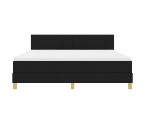 Led Box Spring Voodi Madratsiga Lediga Must 180 X 200 Cm Kangas